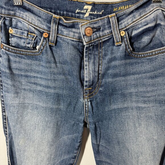 7 For All Mankind Roxanne Ankle Jeans Womens 27 Frayed Hem Cropped Medium Wash - Picture 3 of 11